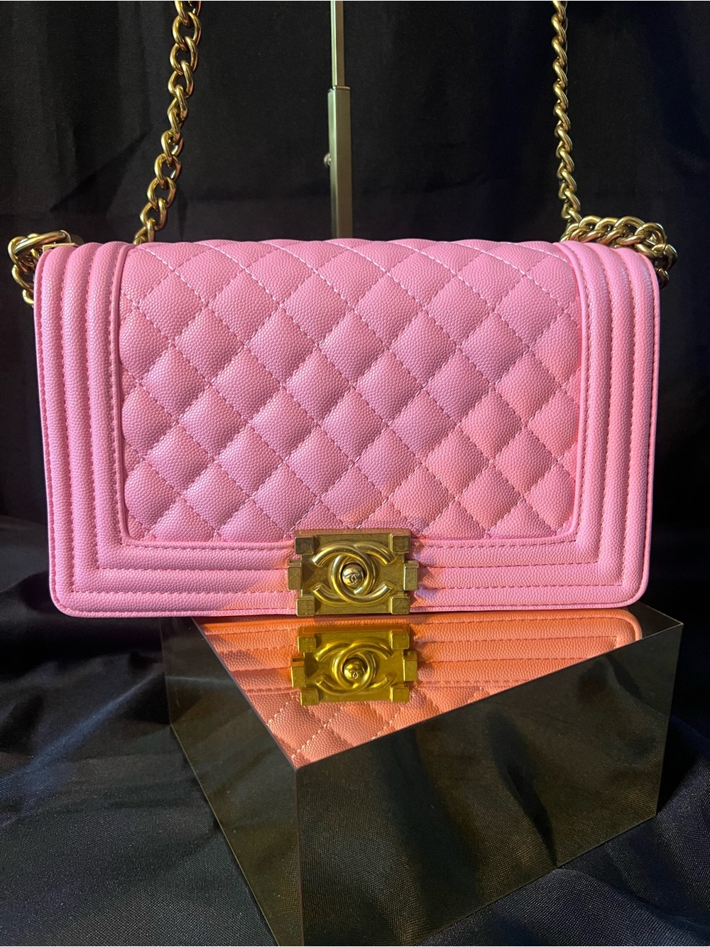 CHANEL Pink Quilted Boy Bag with Gold Hardware - Picture 12 of 16